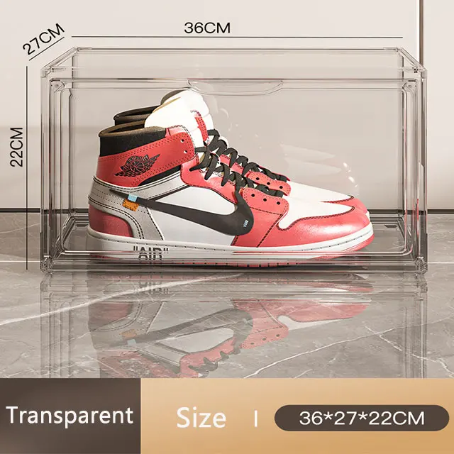 XingYou Clear transparent PET shoe box new sneaker container box wholesale magnetic door stackable giant jordan acrylic shoe box