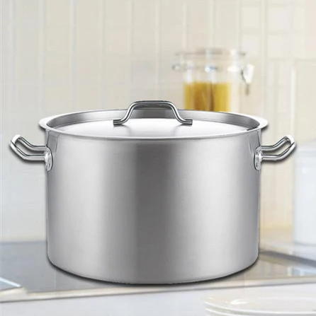 Commercial Cooking Tools Short Body Portable Pot Bowl Using 201 Material Stainless Steel Soup Stock Pots With Compound Bottom