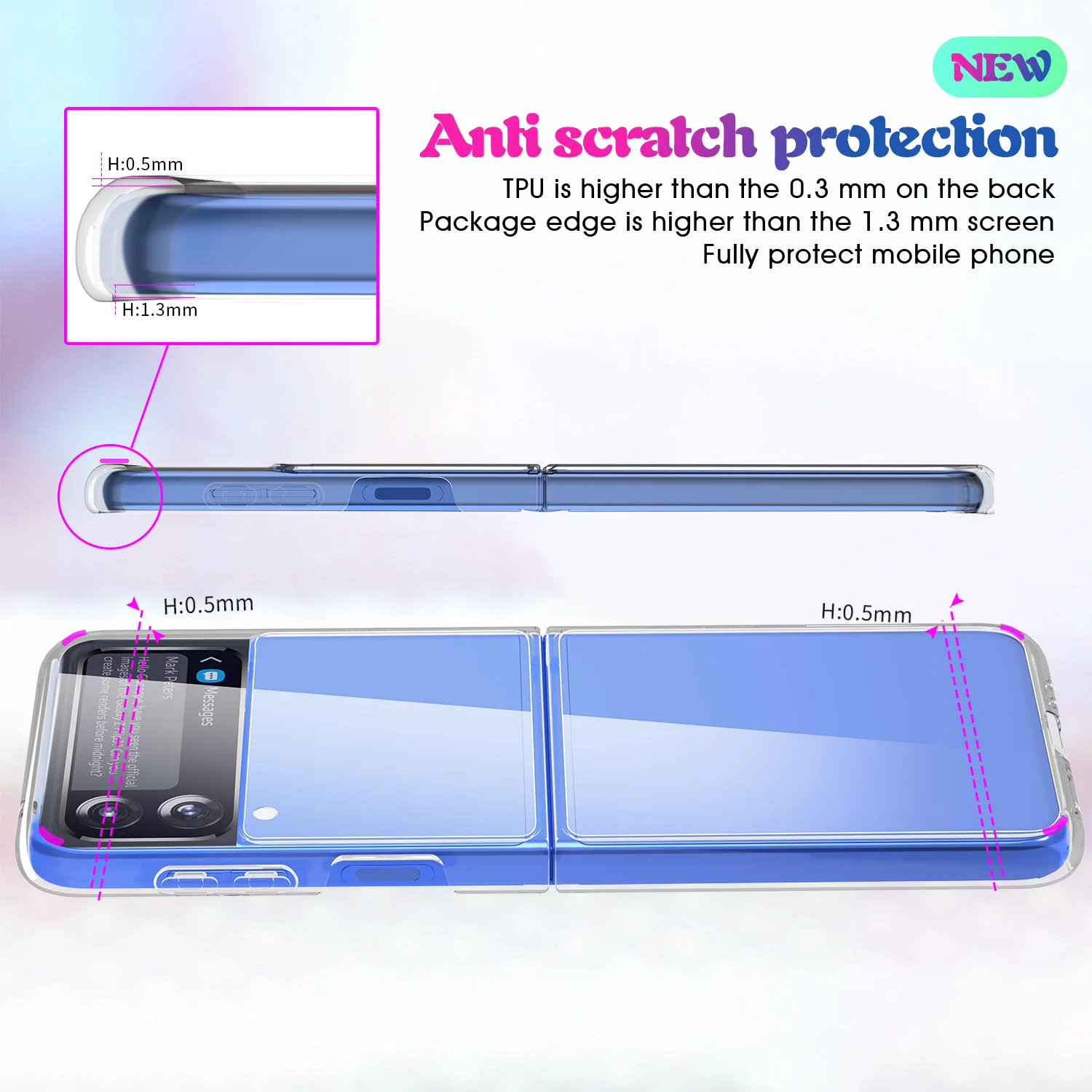 New Case For Samsung Galaxy Z Flip3 5G Clear Crystal Airbag Around Case Hard Acrylic Back Phone Case