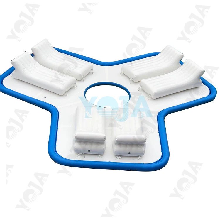 PVC Inflatable Sofa Lake & River Seated Dock Water Lounge Raft Inflatable Floating Island for 6 Person