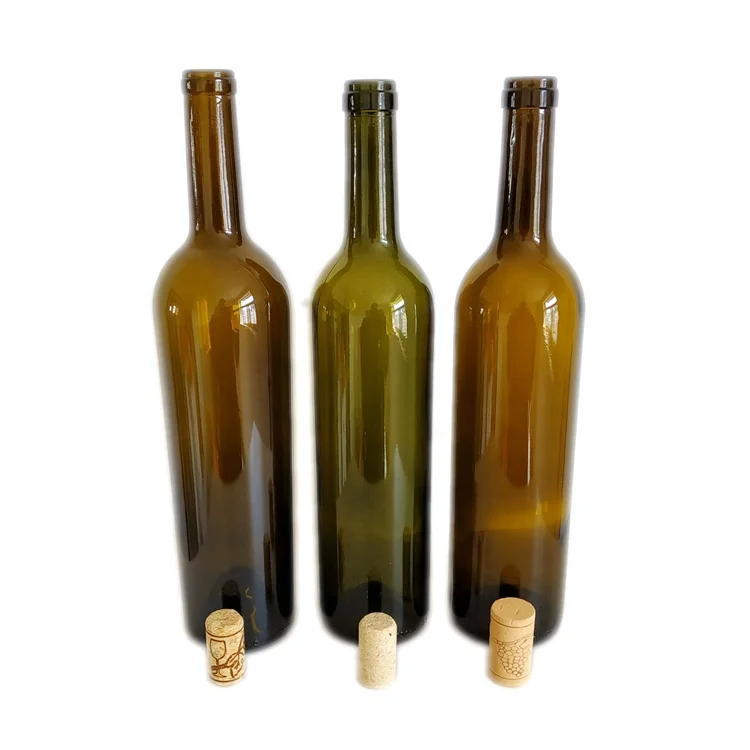 500/750/1000ml Clear Amber Dark Green Bordeaux and Burgundy Grape White Grape Wine Glass bottle