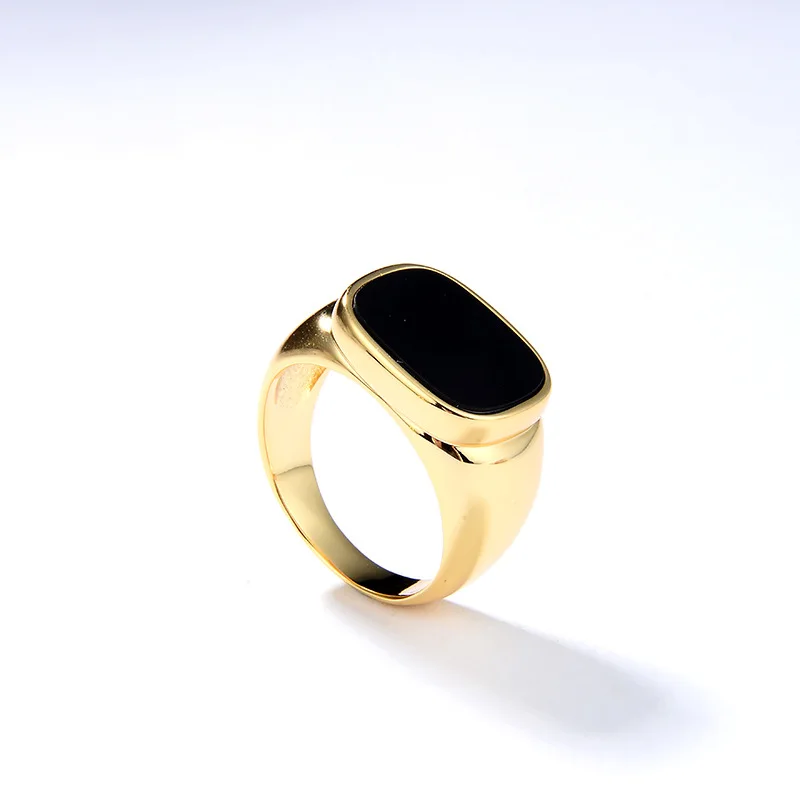 925 Sterling Silver 18k Gold Natural Mother of Pearl Ring Black White Agate Ring Open Ring for Women