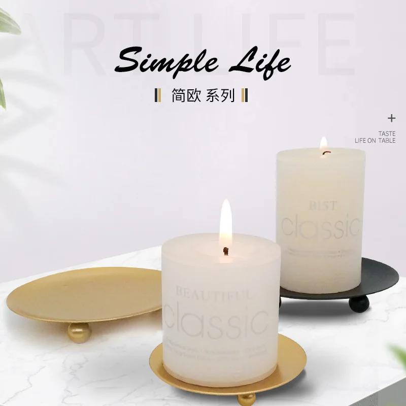 Black Iron Candle Holder for Taper Candles Party Decoration Wedding Dinning  Party Decorative Iron Pillar Candle Plate