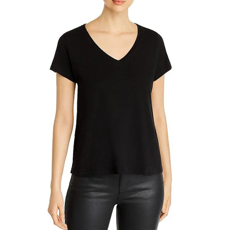 Custom Printed Graphic V Neck Women Plain Tee Shirt Organic Pima Cotton Women T Shirt Printing Design Brand Cotton Women T Shirt