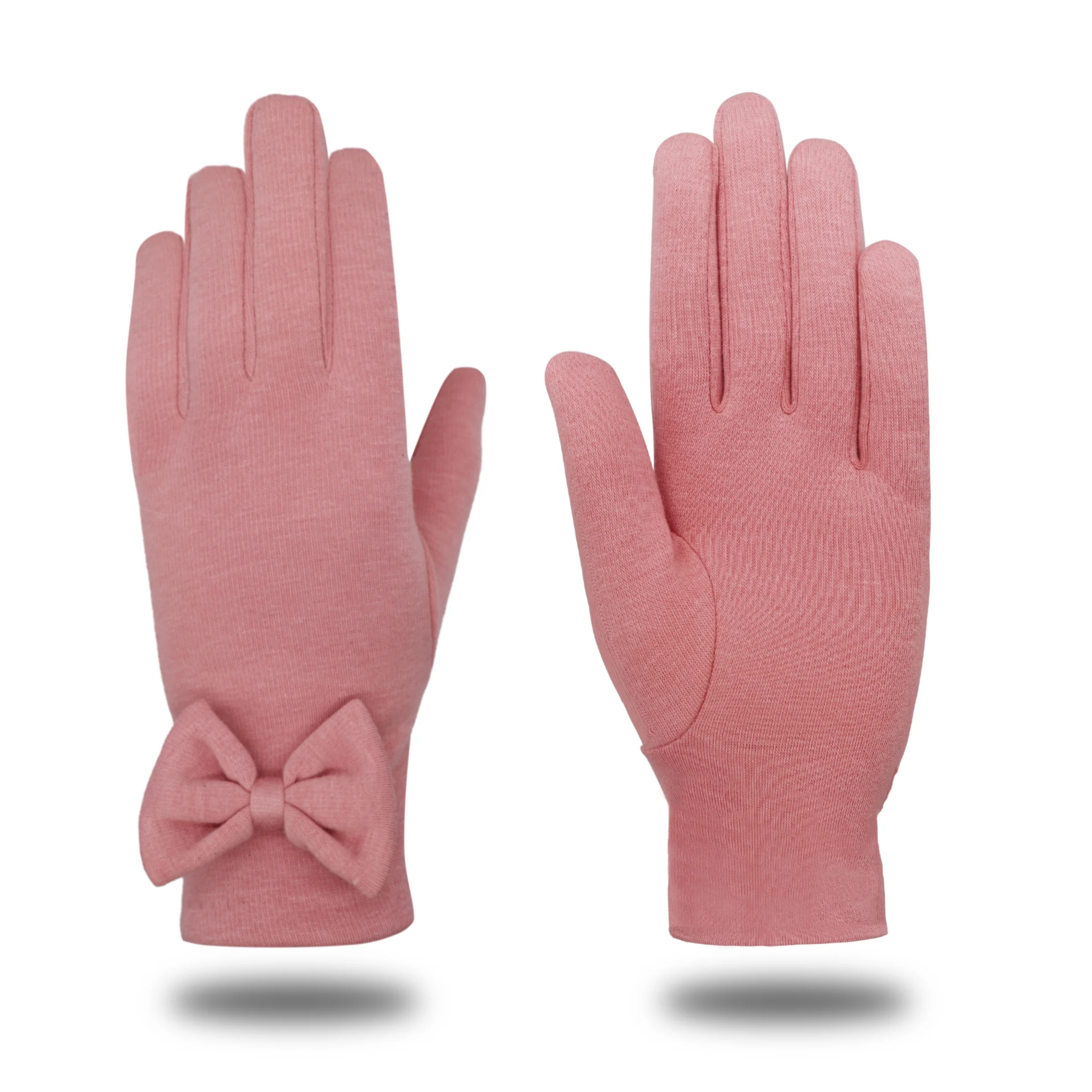 Hot Sales bowknot decoration winter full finger outdoor windproof ports fashion gloves