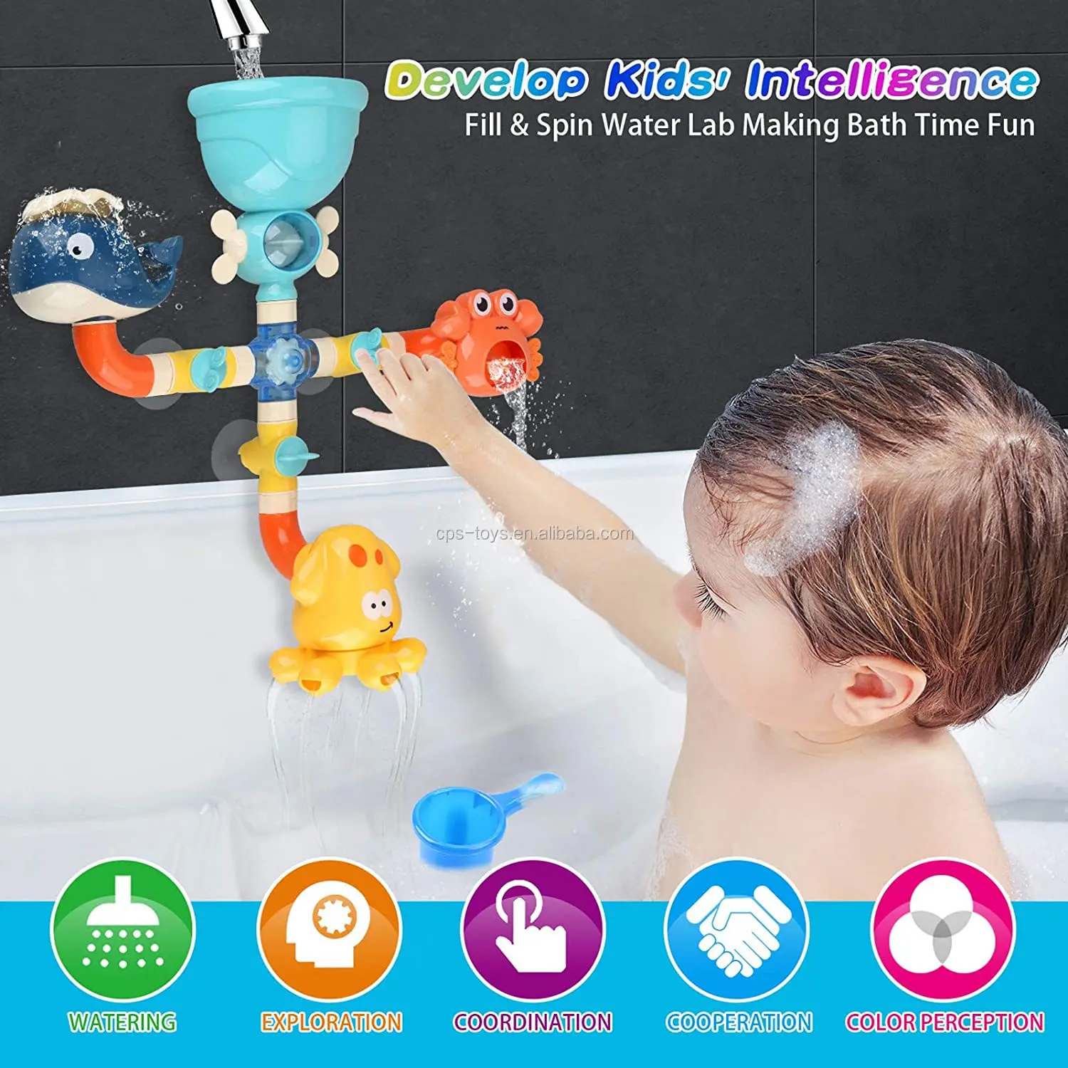 
2021 Bathroom Pipe Safe Water Game Small Toddler Children Kids Baby Bath Toy For Shower 