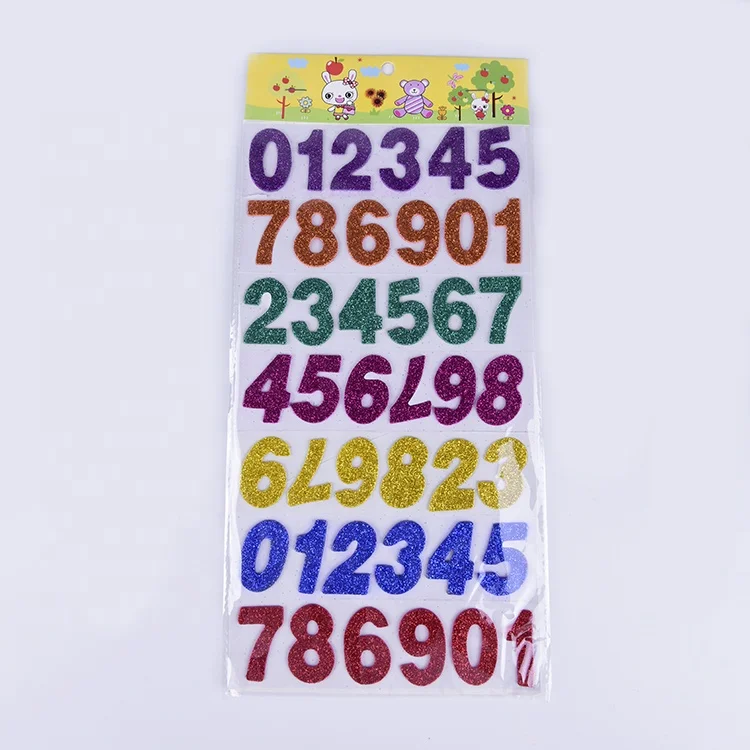 
Art And Craft Glitter Number Stickers Color Eva Foam Number Sticker Sheet Adhesive Glitter Eva Foam In Numbers 