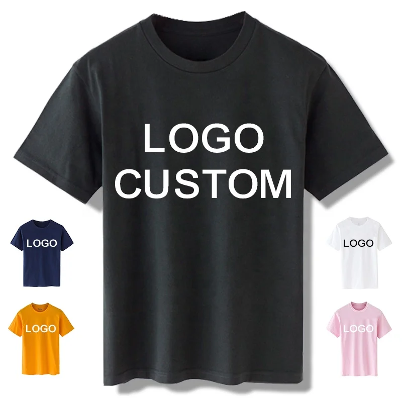 
100% Heavy weight cotton blank Plain black cusotom t shirt printing logo 