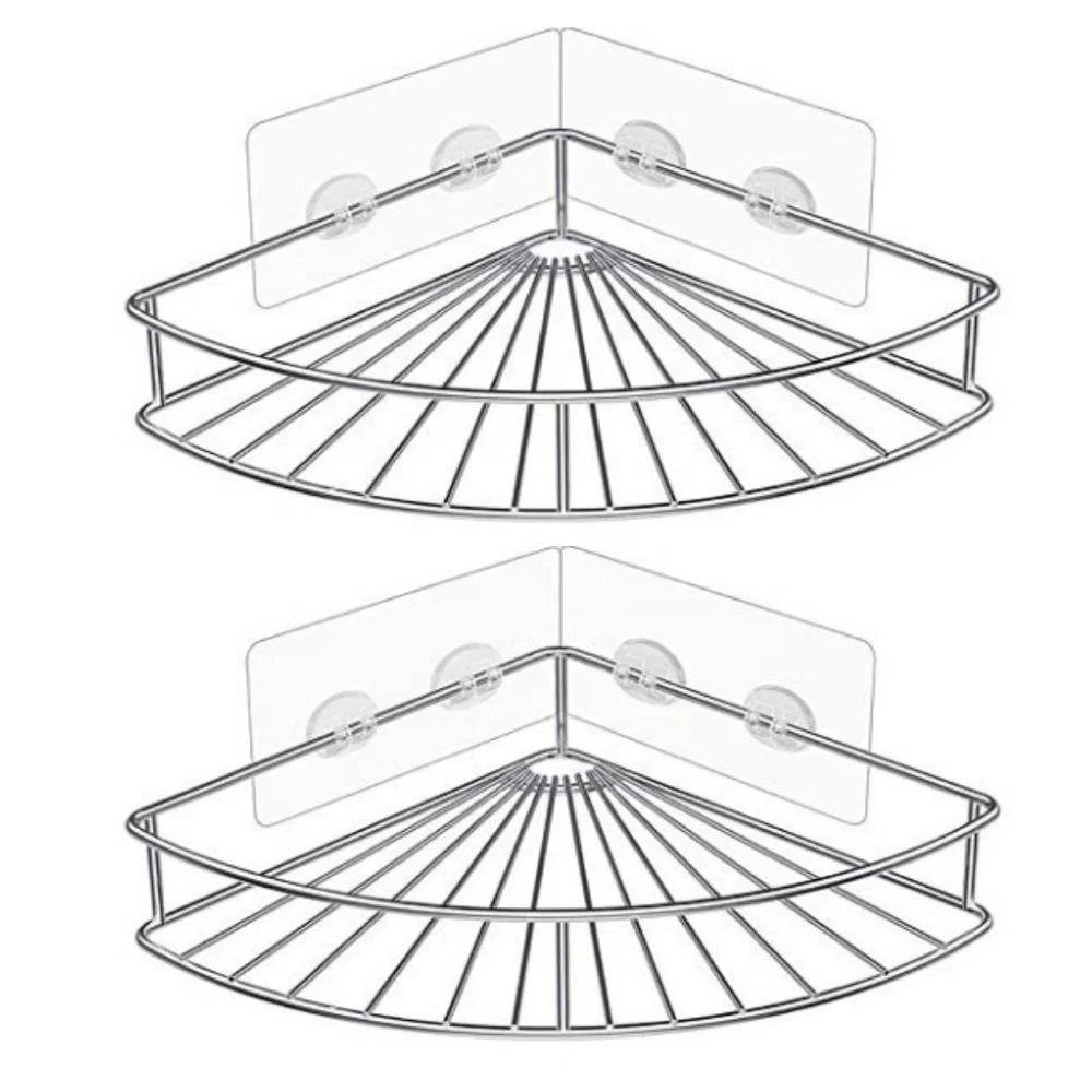 Shower Basket Storage Rack Bathroom Corner Rack Bathroom Corner Shower Caddy 2 Pack Set in Stainless Steel Material