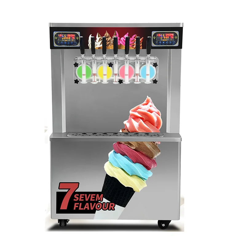 Seven kinds of mixed flavor soft ice cream machine Automatic desktop ice cream machine