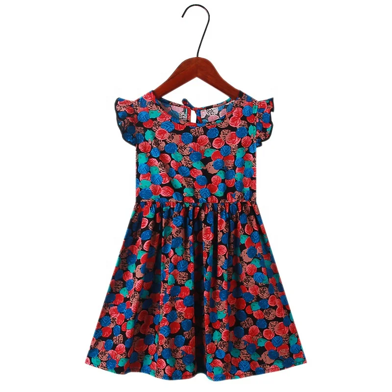 Summer Fashion dresses 2-10 years old girls lace sleeve floral dress Holiday beach dress