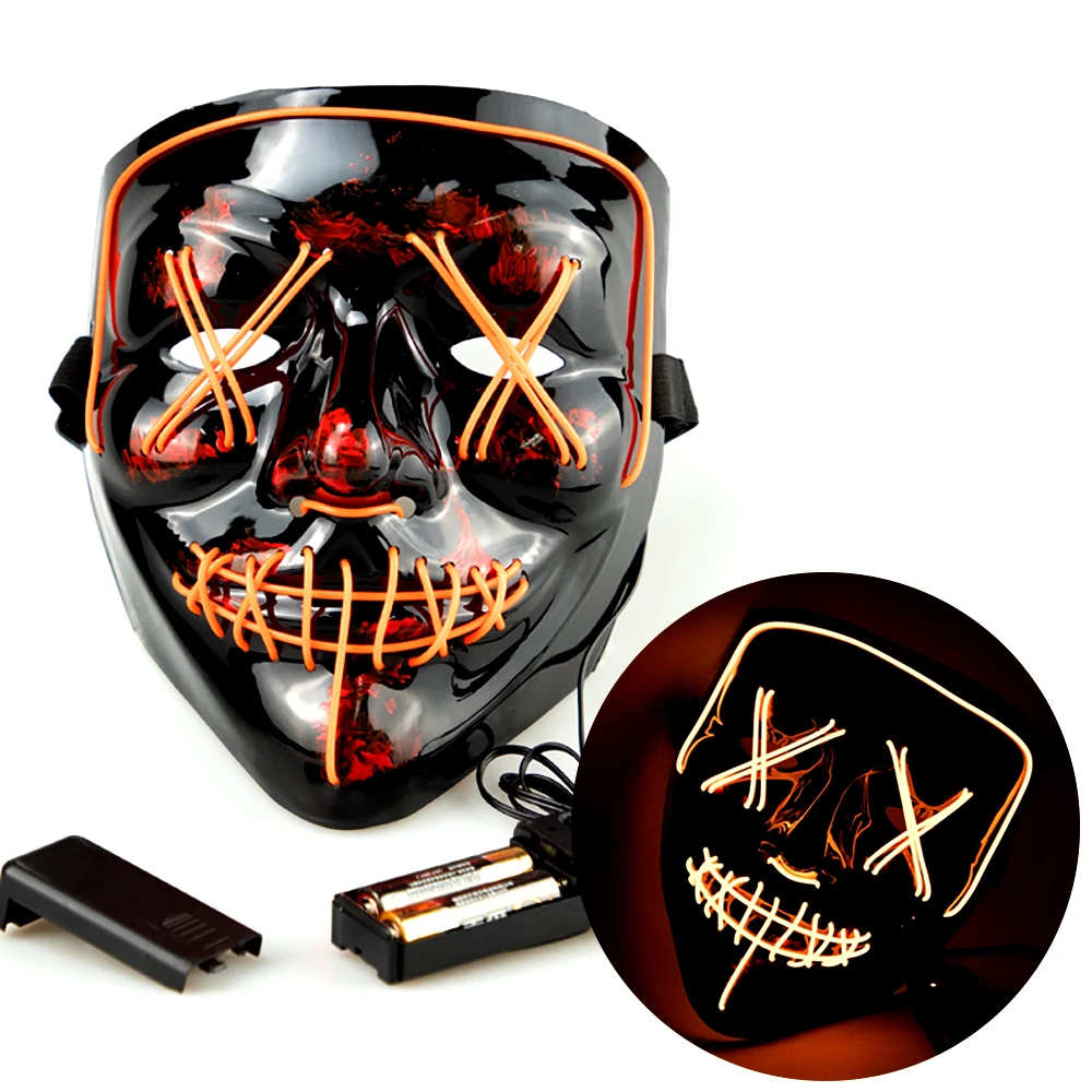 Neon Glo Halloween Masker Face Maskss Led Light Up Facial Party Masks