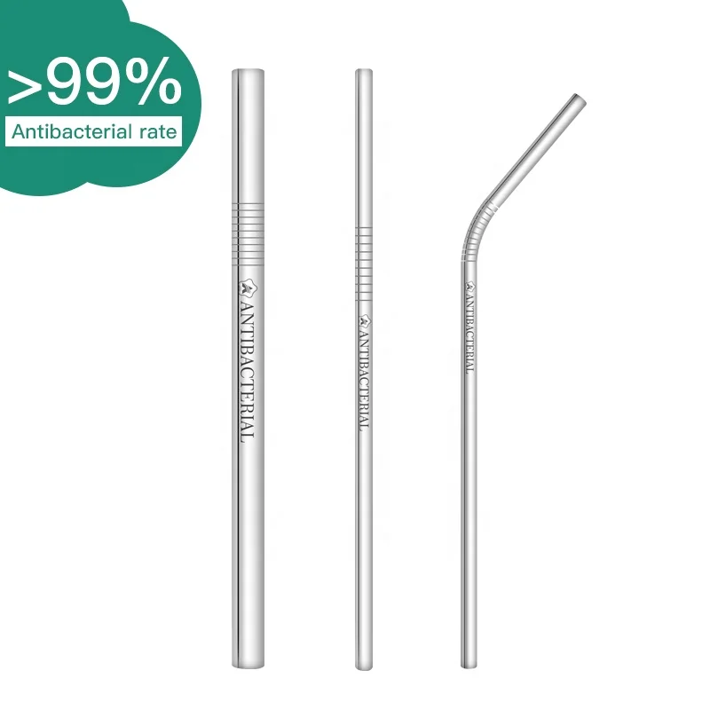 
Free custom laser logo metal straw 304/316 stainless steel 6/8/12mm wide thick wall in silver color 