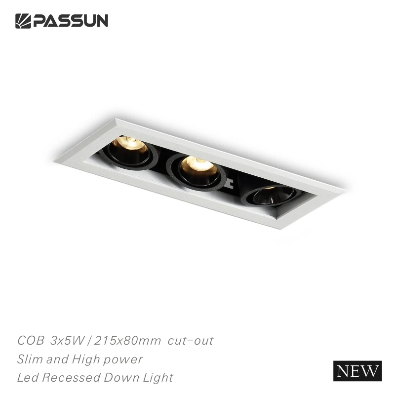 Aluminium Indoor ceiling embedded mounted 3*12w adjustable LED ceiling spot lights