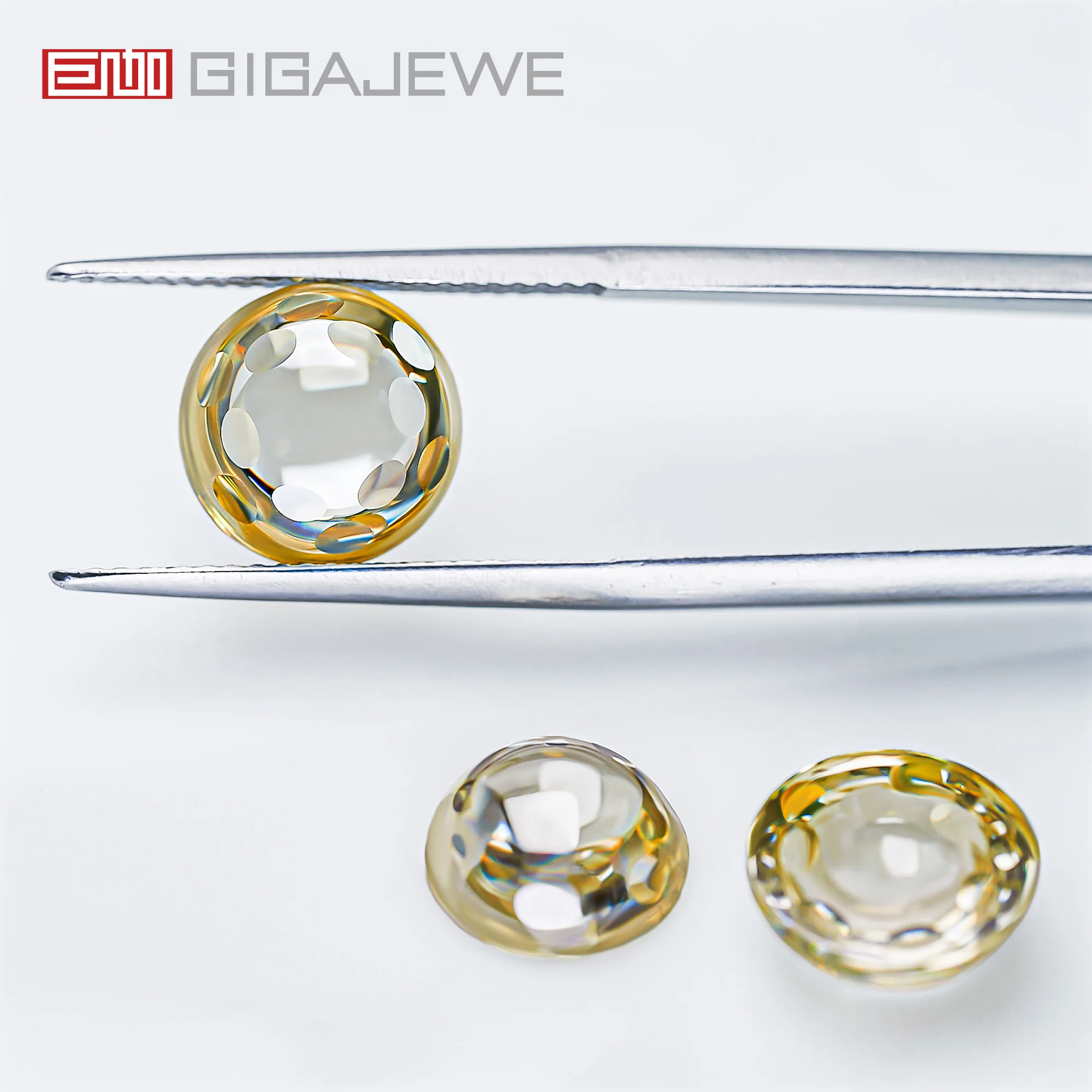 GIGAJEWE champagne color meteor crater cut Moissanite diamond synthetic gemstone for jewelry making