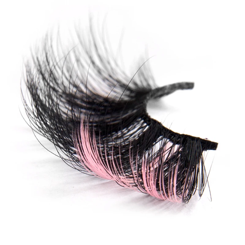 Full Natural Thick Cross False lash fluffy 25mm handmade 3d 5d fluffy mink strip colored eyelash