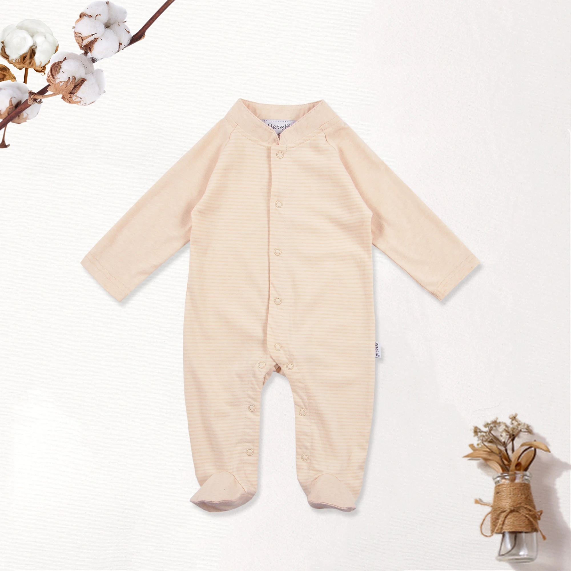Customized GOTS certified organic cotton baby clothes pajama jumpsuit romper