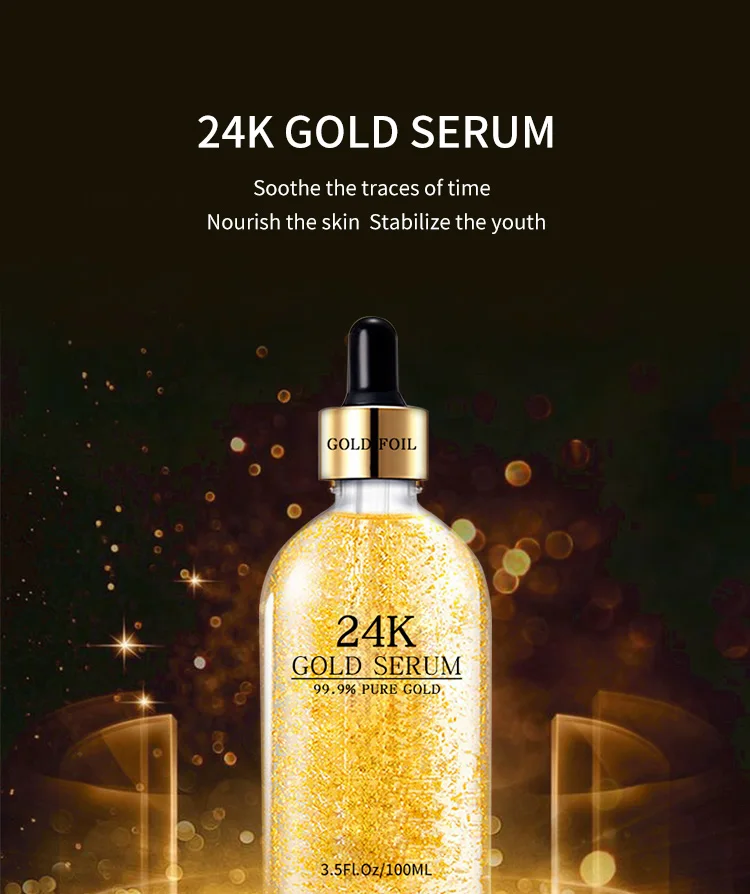 Oem Whitening Moisturizing Anti Aging Anti Wrinkle Private Label Skincare Lash 24K Gold Serum