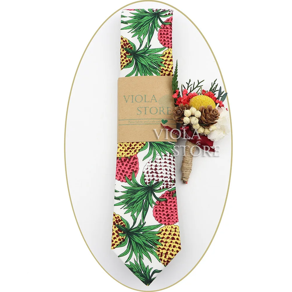 Подарочная коробка, роскошный набор брошей в виде тропического растения, зажим для сухих цветов, хлопковый галстук 6,5 см, праздничный галстук, аксессуары для костюма с цветочным принтом