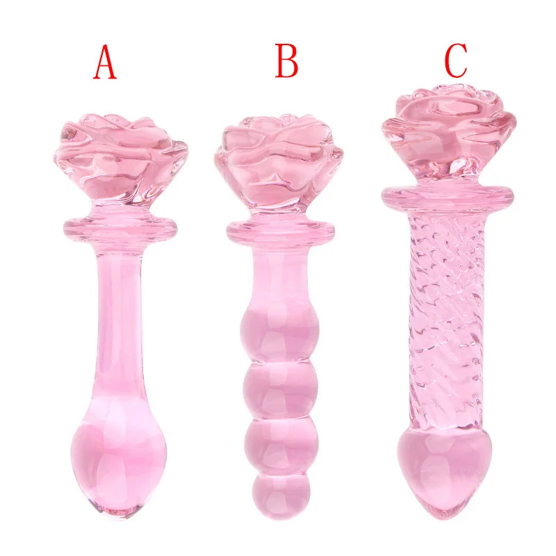 Rose Flower Penis Dildo Glass Anal Beads Wholesale Crystal Sex Toy Butt Anal Plug for Women Men Adult Plug Anal
