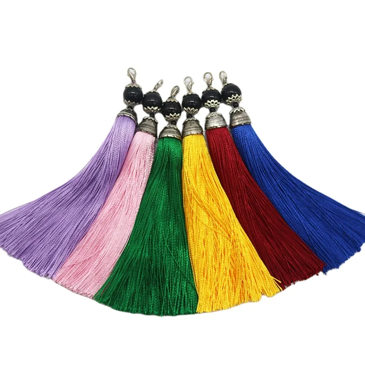 Unique Tri Colored Car Decoration Decorative Wooden Tassels Vertical Tassel Silk Fringe Sewing Trim Key Curtain Home Bang Quaste