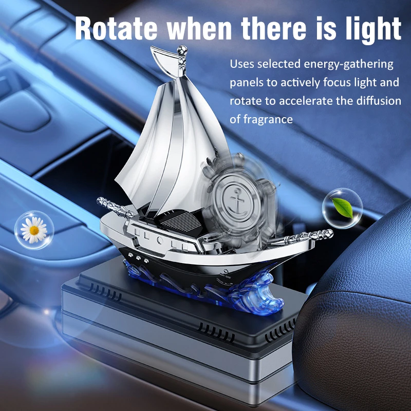 New Solar Car Air Fresheners Auto Dashboard Boat Shape Design Car Perfume Fragrance Diffuser Car Odor