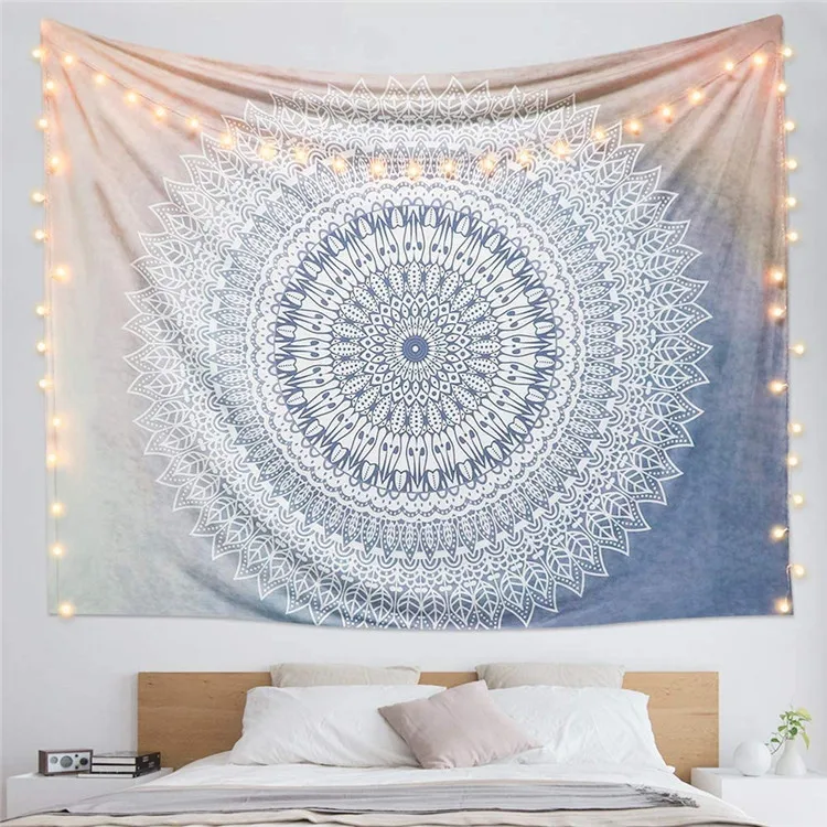 Home Decoration Custom Logo Printed 100% Polyester Bohemian Design Mandala Background Wall Hanging Tapestry