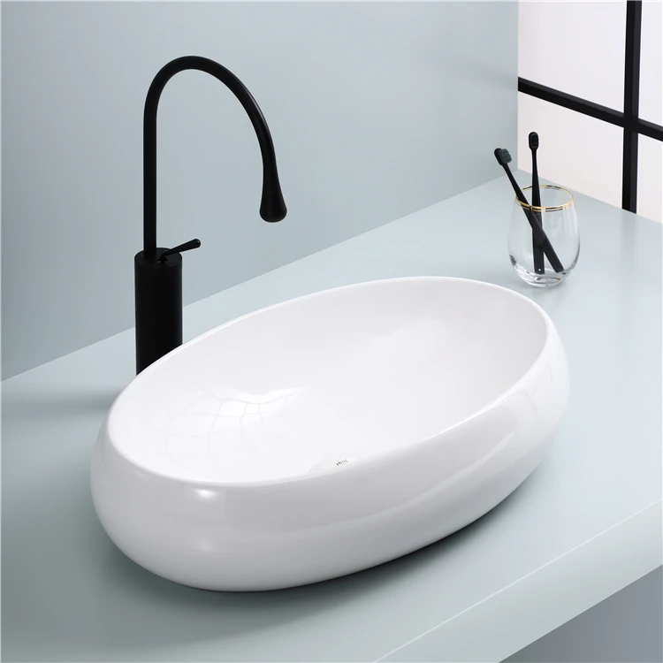 
Wholesale modern bathroom vanity fashion oval ceramic above counter basin 