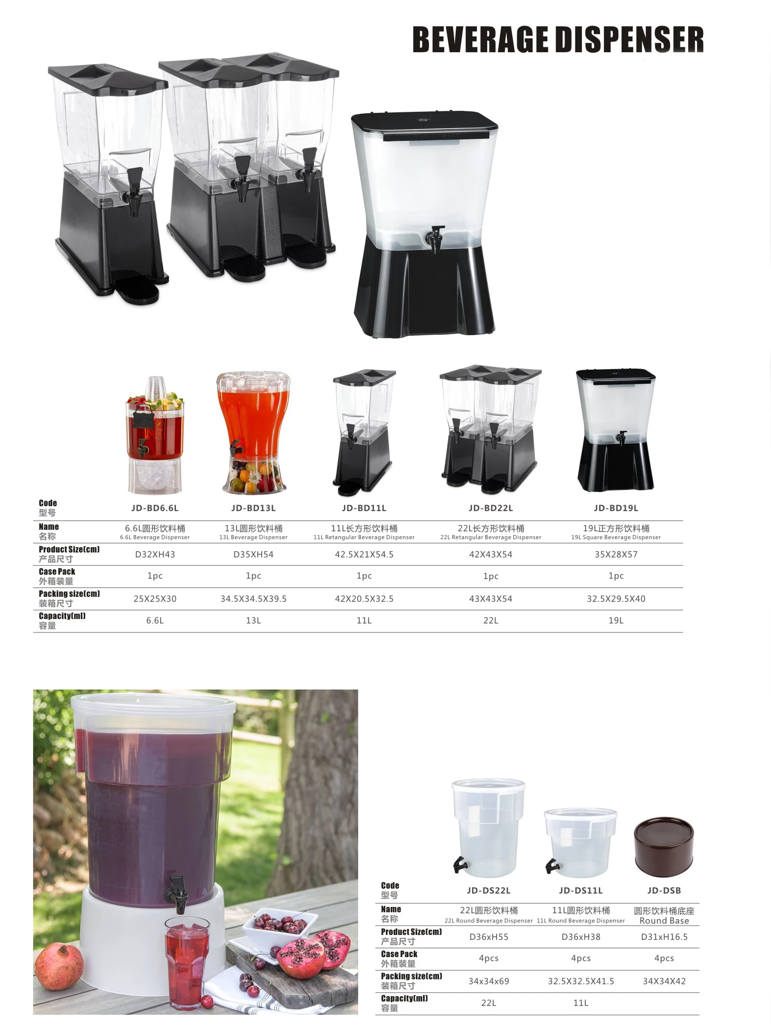 Plastic Drink Dispenser 11L Restaurant Buffet Beverage Juice Container with Faucet