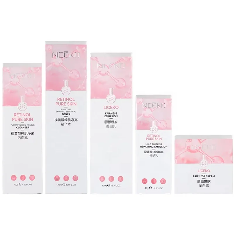 Private Label Beauty Skincare Moisturizing Anti Aging Wrinkles Brightening Whitening Kit Face Retinol Skin Care Set