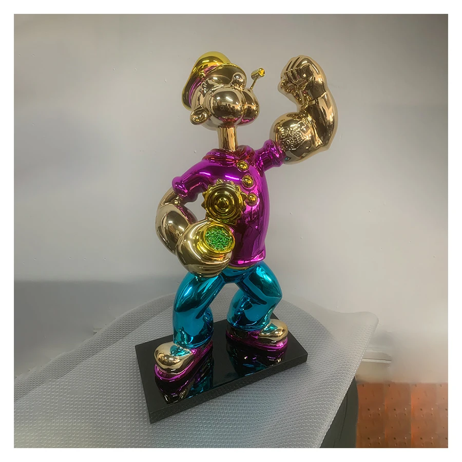 Милый мультфильм игра фигурка из стекловолокна хромированная статуя Попай