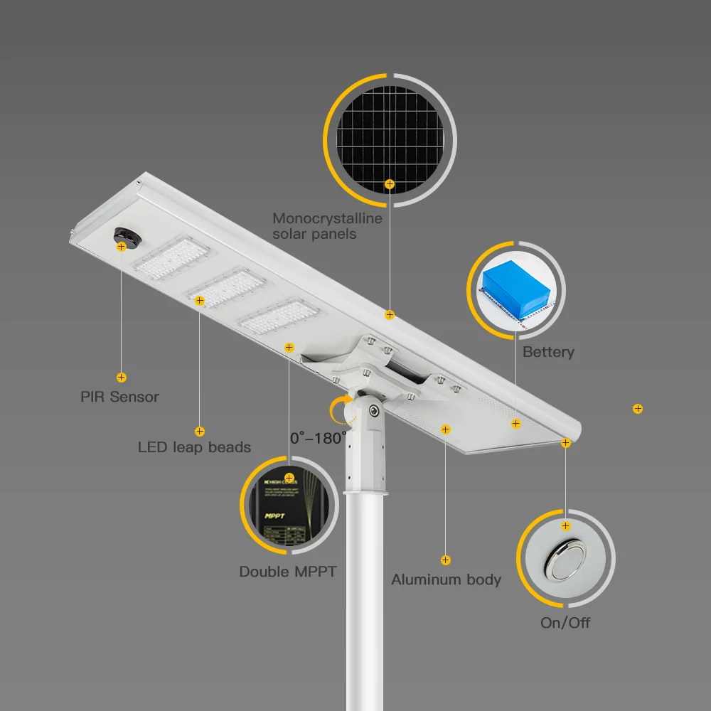 HIGH CLASS Aluminum Integrated IP65 Waterproof Outdoor 100W 150W 200W 250W Solar Led Street Light