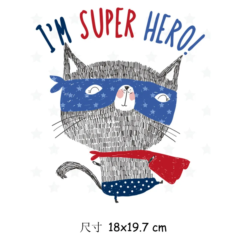DIY Heat Transfer paper Stickers Iron on Transfers Patches Set Assorted Cute Cat Iron on Appliques Patches for T-Shirt stickers