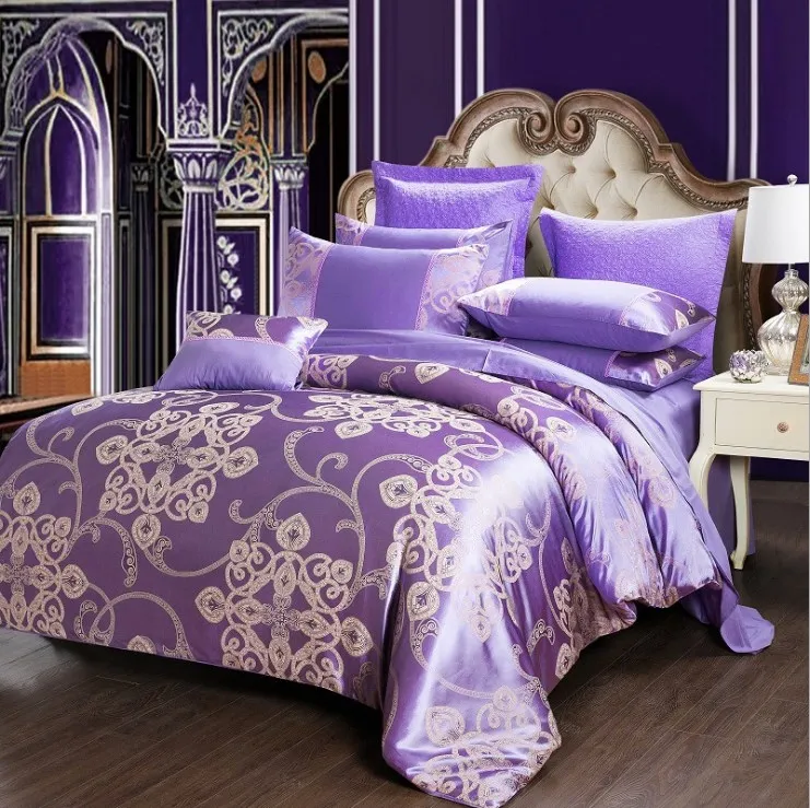 Wholesale Super Soft Tribute Silk Bedding Set Jacquard Linen Quilt Cover