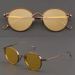 New Fashion Silver Adult Retro Vintage Round Sunglasses Men 100% Titanium Polarized Sunglasses Sun glasses Shades Oculos De Sol