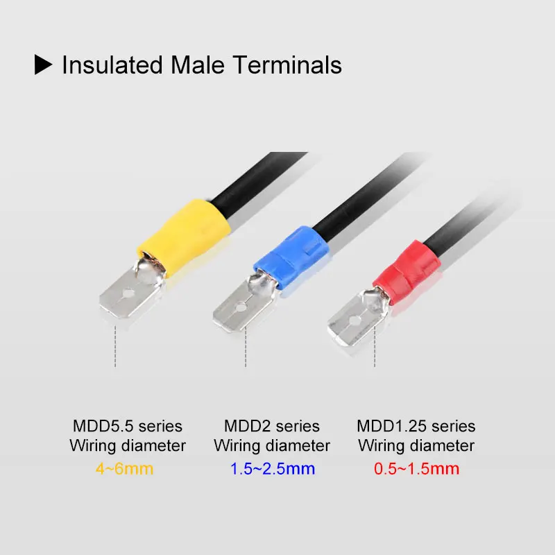 
MDD1.25-100 Electrical Terminals Copper Terminal MDD Nylon Brass Insulated Male Spade Crimping Terminal 