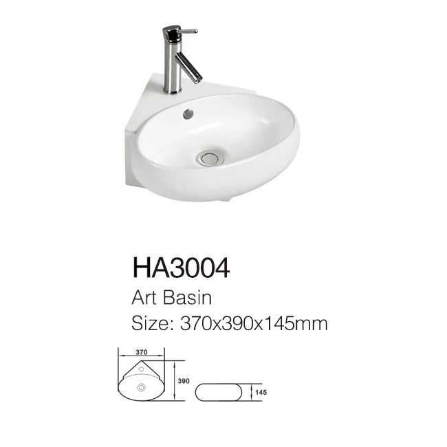 hotsale and popular  delta shape corner wall hung Ceramic Art Wash lavatory sink Basin