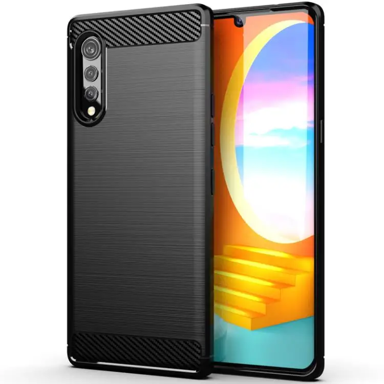 Armor Shockproof Carbon Fiber Soft TPU Back Cover Mobile Phone Case For LG velvet Reflect Prime 2 Case