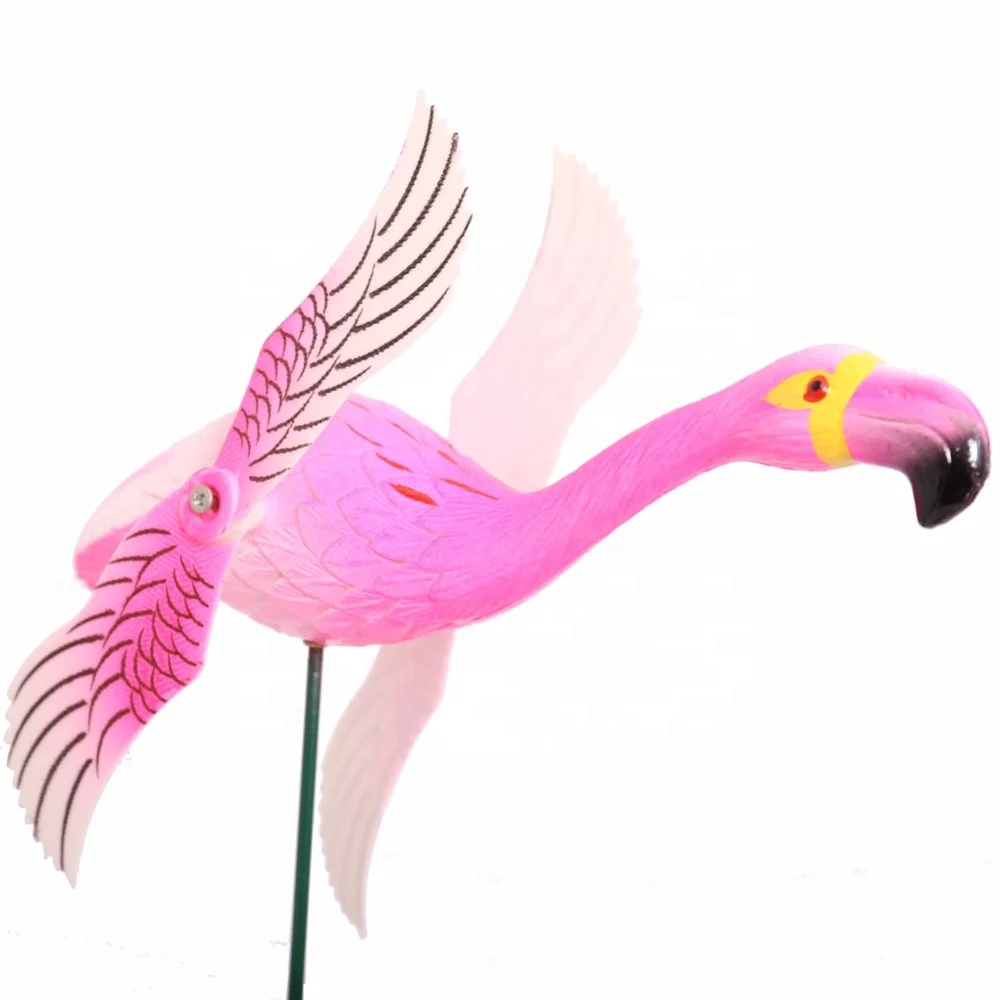 Osgoodway Good Quantity Cheap Hot Sale Plastic Pink Garden wind fans flamingo for Decor