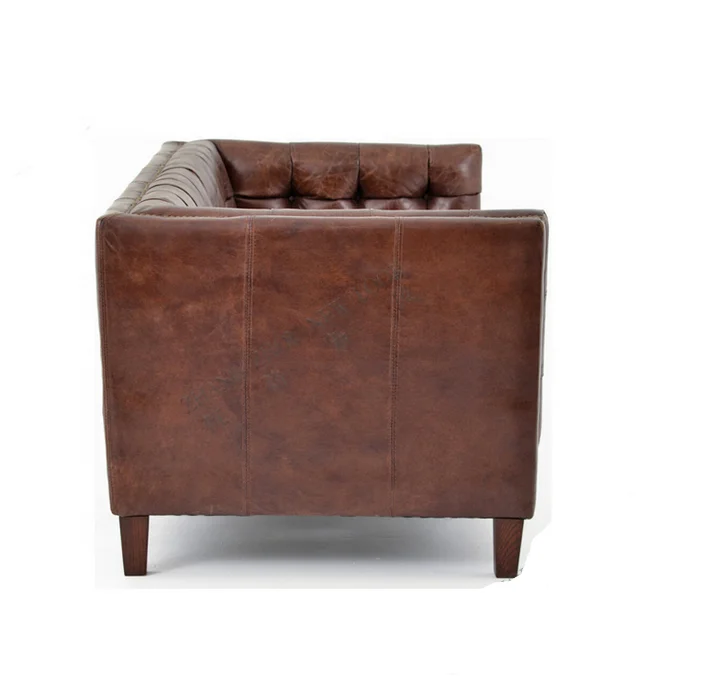 long chesterfield sofa/french provincial leather sofa button cushion sofa