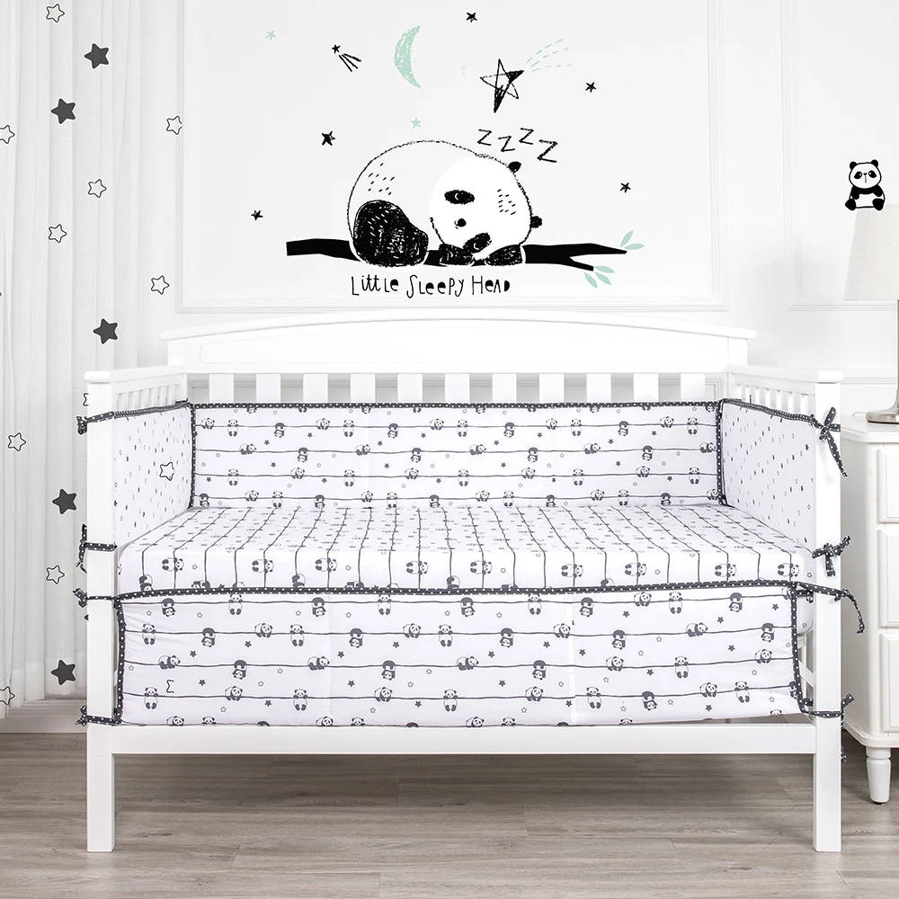 Lesser panda printed microfiber crib sheets baby bed sets linen cot sheet
