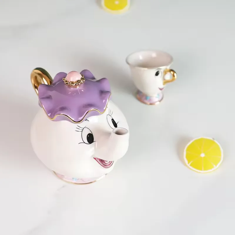 Wholesale Custom Print Painted Beauty and The Beast Porcelain Set Cartoon elephant 3D Tea Cup Teapot Ceramic Coffee Mug