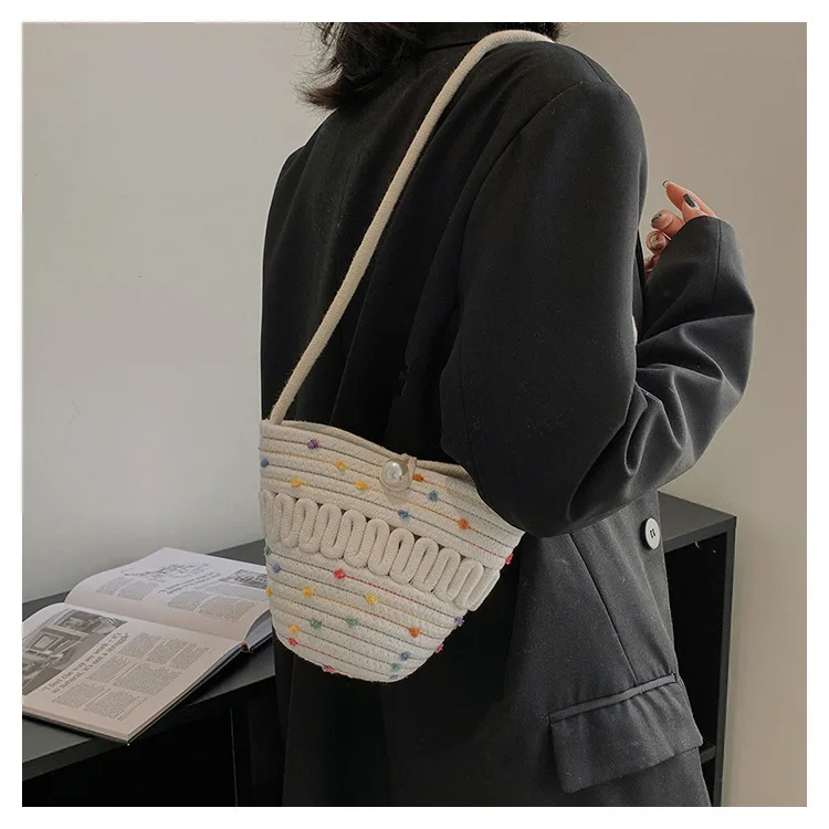 Manufacturing Handmade Small Bucket Knit Knitting And Crochet Crossbody Hand Bags