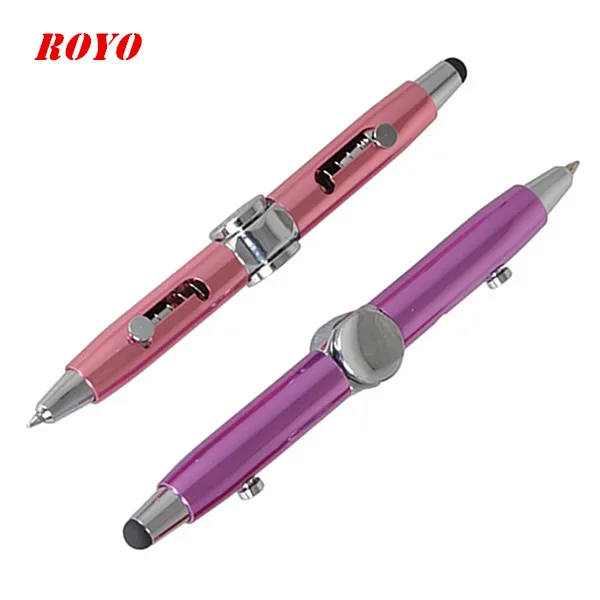Factory Supply  Newest design 2 in 1 toy ballpoint pen tip of the finger gyro fidget pen hand spinner with touch stylus