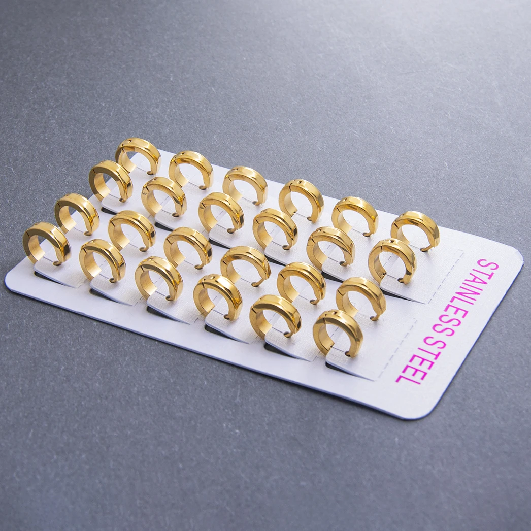 Powell Waterproof Jewelry Bulk Wholesale Earrings Custom Stainless Steel Hoop Shape 14K 18K Gold Plated Earrings