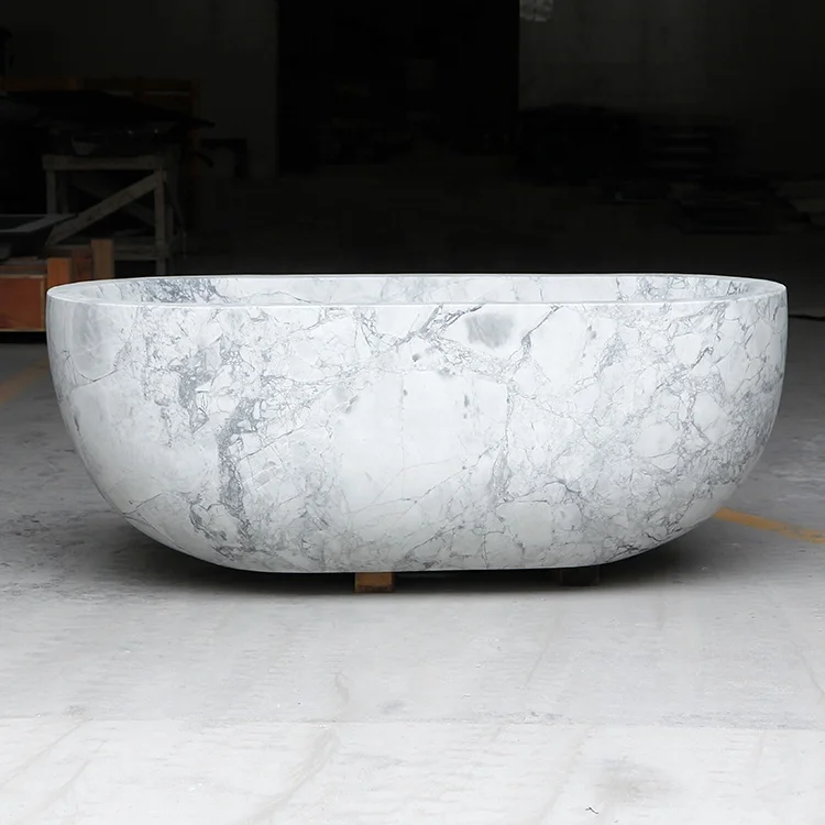 Stand Alone Large Natural Stone Bathtub Soaking Marble Wholesale Bath Tub Free Standing For Sale