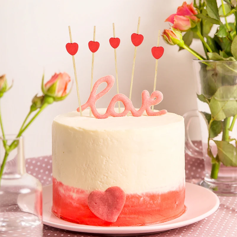 EVEN New Colorful Pink Ball Wood and Bamboo Skewer Cocktail Picks Fruit Decorative Skewers for Christmas