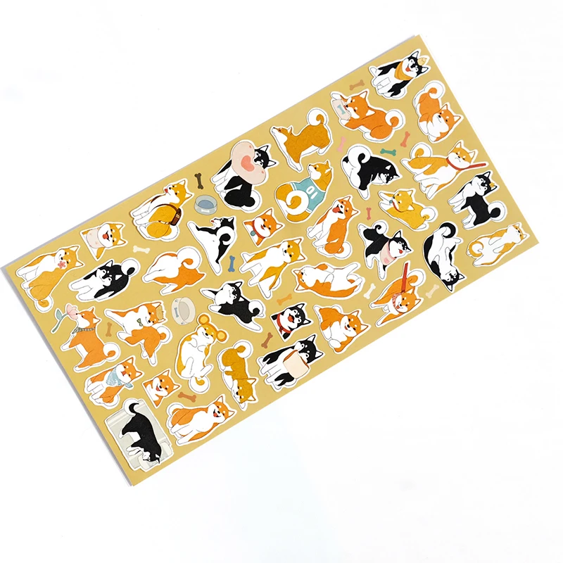 Nekoni PVC Animal Sticker Sheet Penguin Puppy Dog Cat Kitty Panda Puppy Stickers Decal Waterproof Scrapbooking Stickers