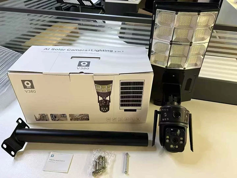 Waterproof Wireless SD Card PTZ Camera Motion Detection 16W Solar Panel Lithium Battery Integrated LED Garden Light IP65 Rated