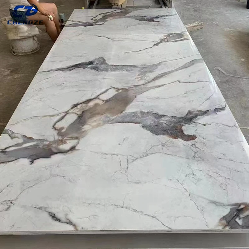 CZE Home Decorative Plastic Wall Panels UV Marble Alternative Sheet for Interior Wall Panel